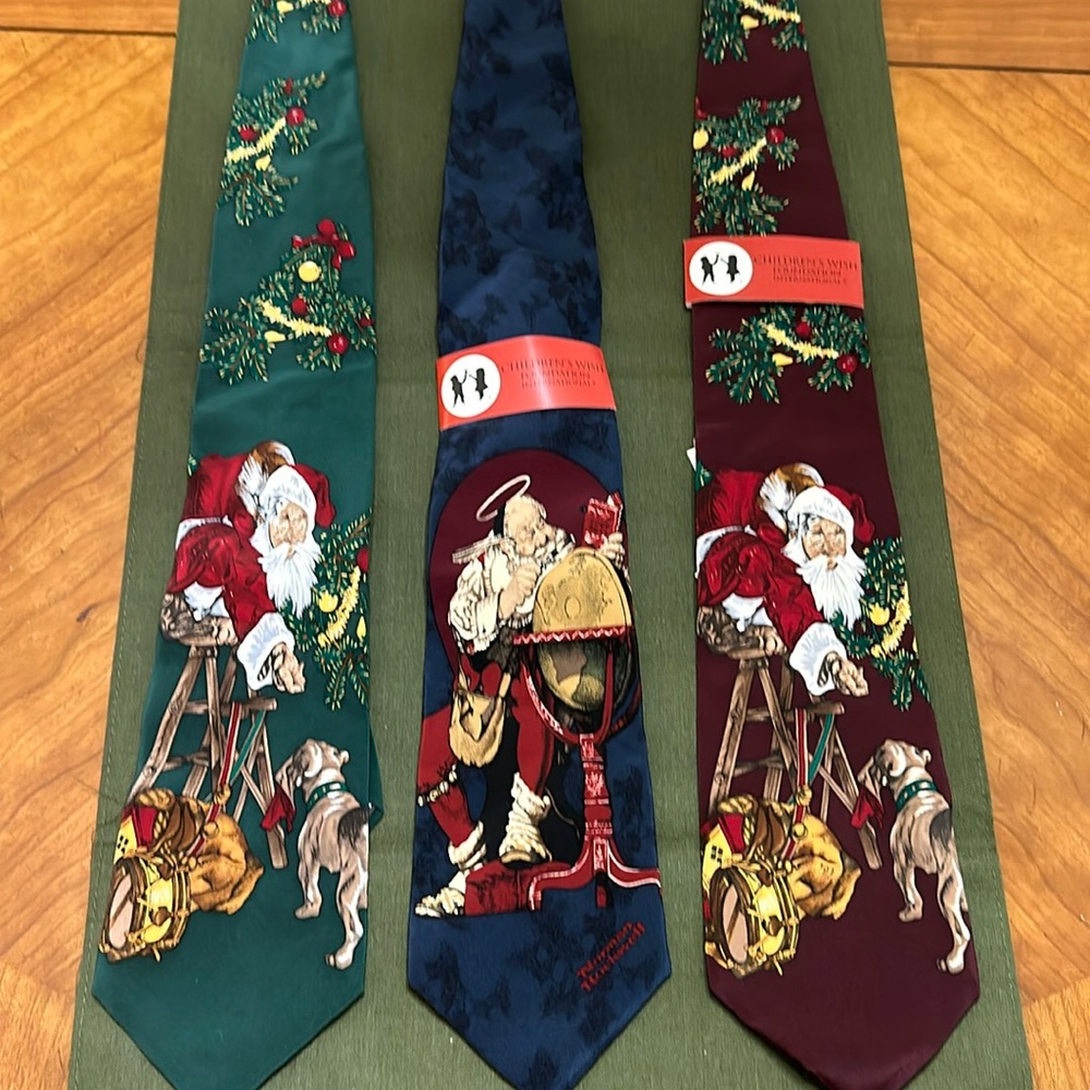 Christmas Neckties - Vintage Norman Rockwell Saturday Evening Post - 100% Silk